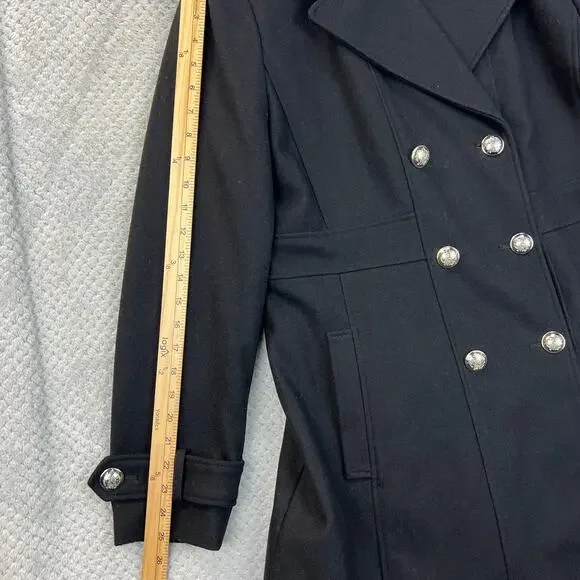 Tommy Hilfiger Womens Peacoat Wool Blend Sailor Coat Double Breast Lined Blk XL - Picture 13 of 16